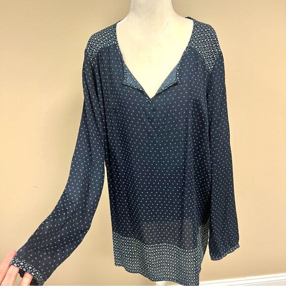 J. Jill Blue Relaxed Blouse with print Sz L - Picture 1 of 5